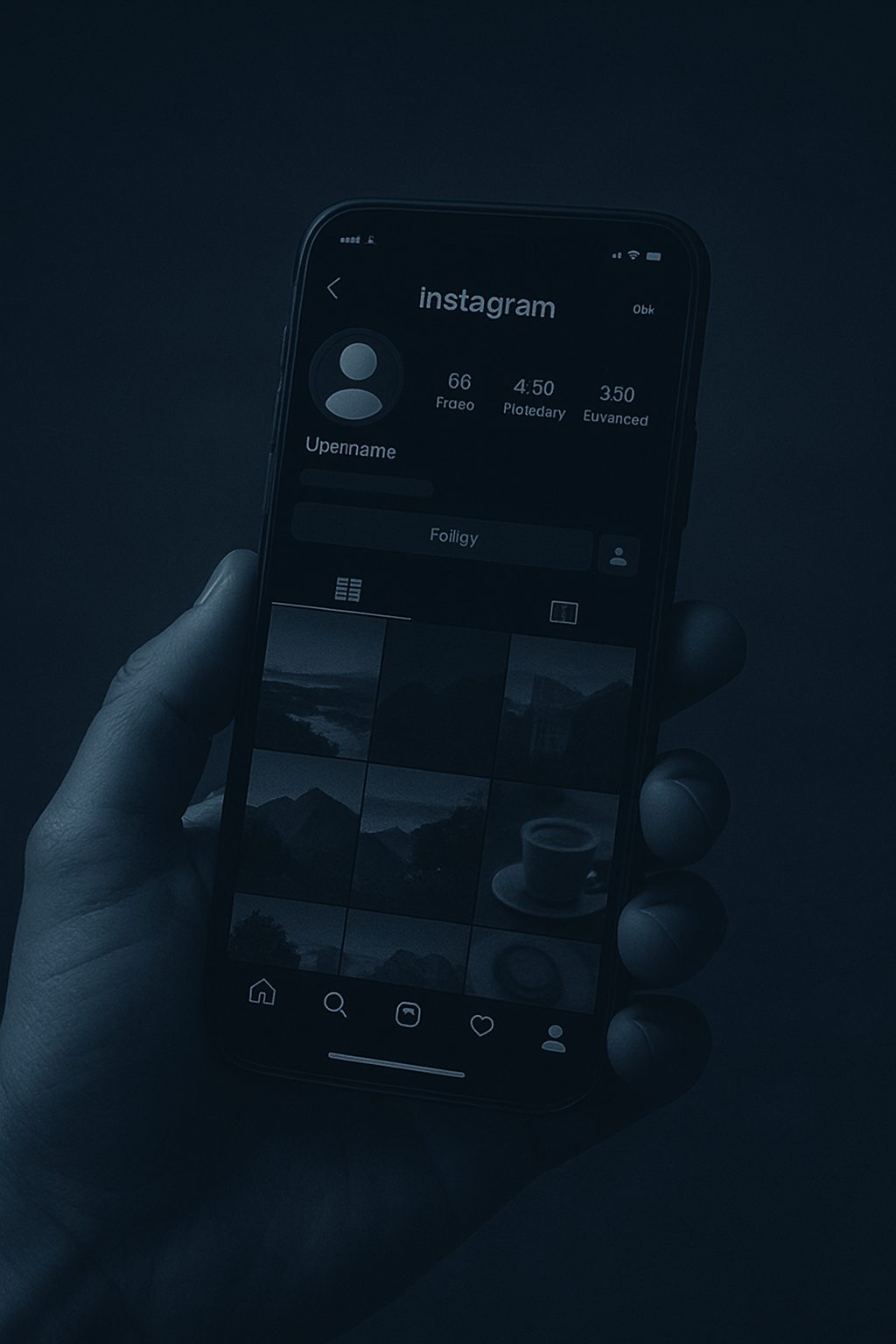 Celular exibindo perfil do Instagram